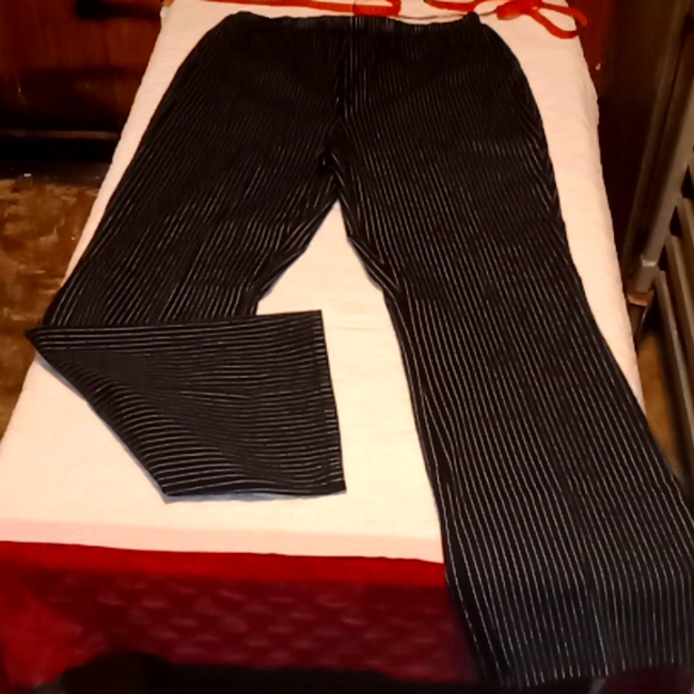 Denim 24/7 Black With White Stripes 22 Flare Legs Pants